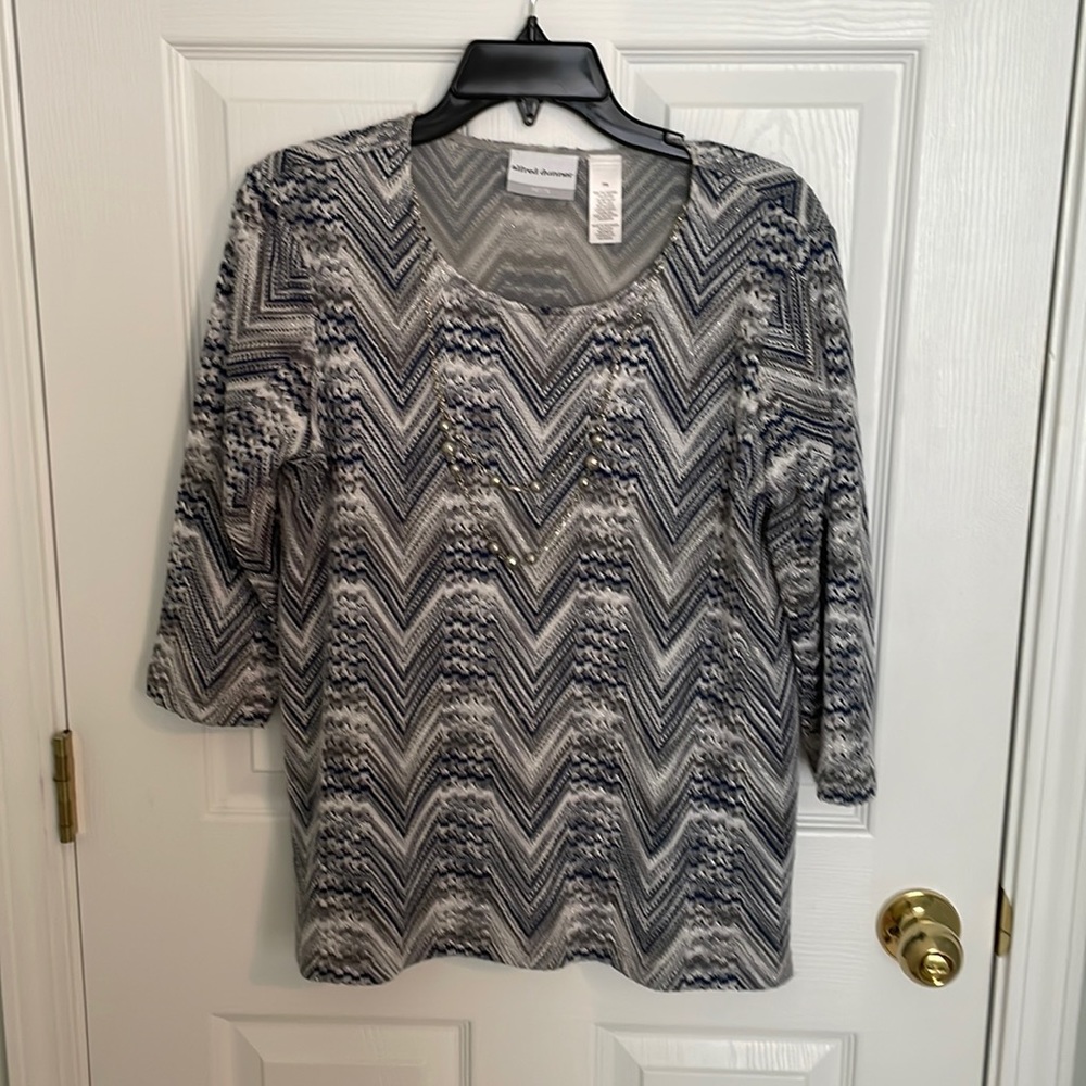 Alfred dunner Navy, Gray, white shirt